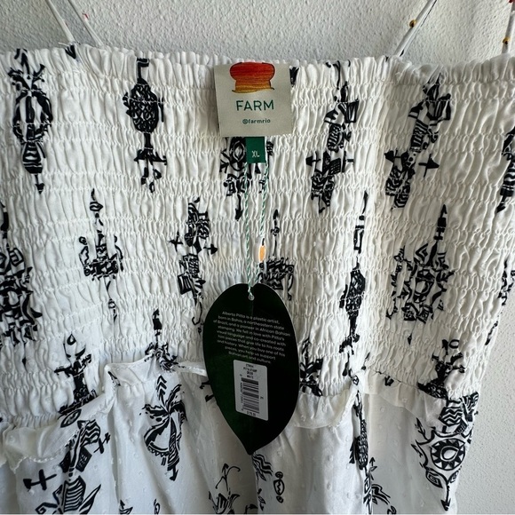 FARM Rio Black and White Midi Dress with Green and Gold Accents - Picture 5 of 8